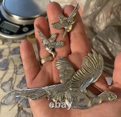 Vtg Cini Sterling Silver Large Figural Bird Brooch Pin Rare 4.25