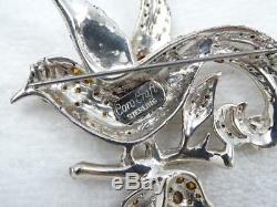 Vtg Coro Craft Sterling & Sparkling Bright White Crystal Rhinestone Bird Brooch