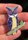 Vtg Jf Jeronimo Fuentes Taxco Mexico Sterling Silver Enamel Owl Pin Brooch