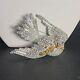 Vtg Joan Rivers Bird Dove Clear White Crystal Gold Leaves Pin Brooch Peace 2.5