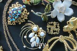 Vtg Lot Rhinestone Jewelry Enamel Locket Bird Flower Brooches GF JUDY LEE CORO