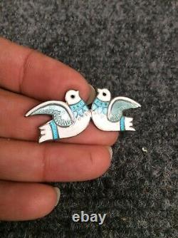 Vtg Margot de Taxco sterling silver 925 birds enamel pin brooch