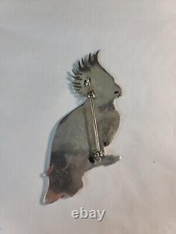 Vtg Native American Zuni 4 Sterling MOP Parrot Bird Brooch Pendant