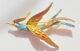 Vtg Retro 60s Multi Color Enamel Rhinestone Bird Of Paradise Brooch Pin Rare