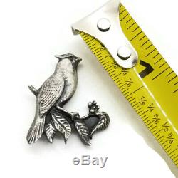 Vtg Sid Bell Cardinal Bird Pin Sterling Silver Brooch Tully NY Rare Signed 87