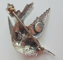 Vtg Signed Jewelart Retro Sterling Silver Figural Hummingbird Bird Pin Brooch