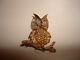 Vtg Unique Cocktail 3d Owl Bird Opal 14k Solid Gold Brooch Pin Animal Jewelry