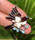 Vtg Zuni Sterling Silver Mosaic Multi Stone Flush Inlay Bird Pin Brooch Pendant