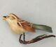 Vtg Artist Signed Carved Wood Hand Painted Takahashi Chickadee Bird Brooch Pin