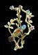 Wonderful Vintage 14k Gold Enamal Parrot Bird Jeweled Branches Pin Back Brooch