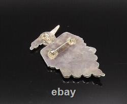 ZUNI NAVAJO 925 Silver Vintage Onyx & Stones Peyote Bird Brooch Pin BP10045